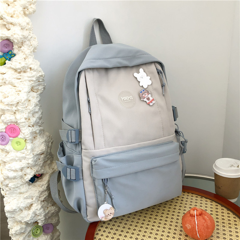 Cross-Border Women's Bag 2022 New Fashion Fresh Sweet Backpack for Girls Junior High School Students Soft Surface Schoolbag