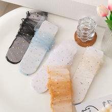 日系甜美蝴蝶结网纱堆堆袜ins潮夏季超薄可爱五角星透明仙女袜