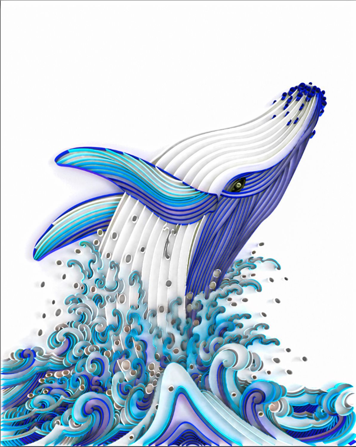 【现货跨境】衍纸画创意手工工艺品20寸鲸鱼