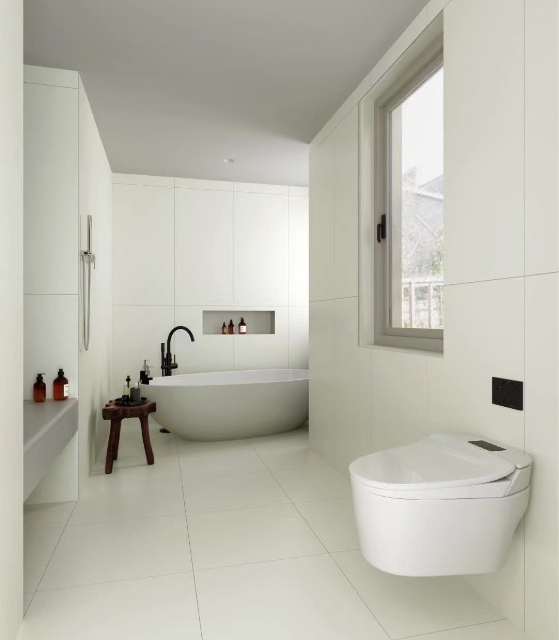 素色瓷砖300*600全瓷柔光厨房卫生间墙砖奶白色奶茶色防滑地砖