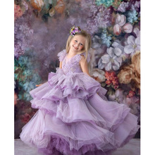 儿童礼服公主裙2024春季女童紫色钢琴演出服主持人气质走秀晚礼服