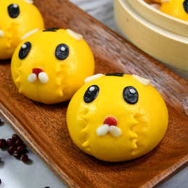 虎墩墩豆沙包 幼儿园食材动物形状早餐包 老虎造型豆沙馅夹心包子