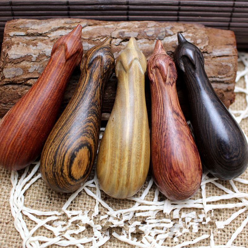 檀木手把件茄子手捻木雕黑檀文玩工艺品绿檀健身黄花梨把件挂件