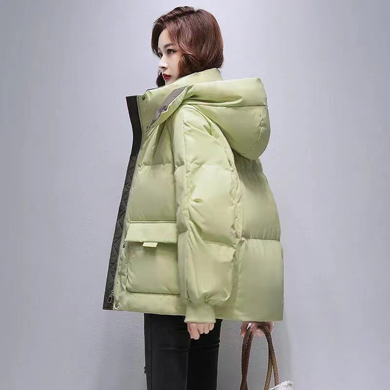 新款韩版时尚短款羽绒棉服面包服23年宽松外套中长款连帽加厚冬季
