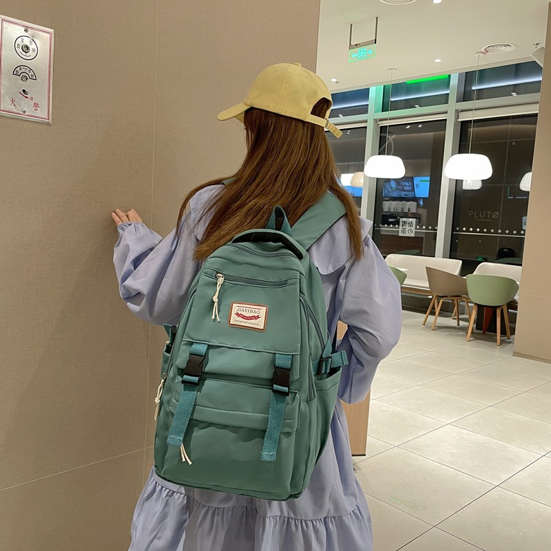 Export Bag 2022 Autumn New Large Capacity School Bag Girls Campus Schoolbag High School Students Solid Color Backpack