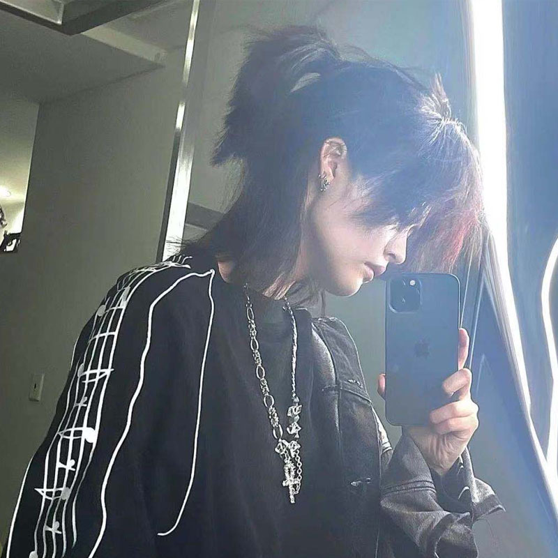 假发男女鲻鱼狼尾武士头中性蓬松自然高温丝全头套式现货一件代发