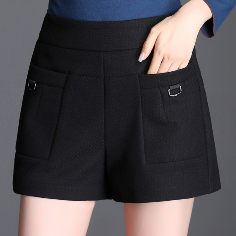 中年妈妈短裤女春秋季2020新款40岁高腰大码外穿洋气休闲裤衩秋冬