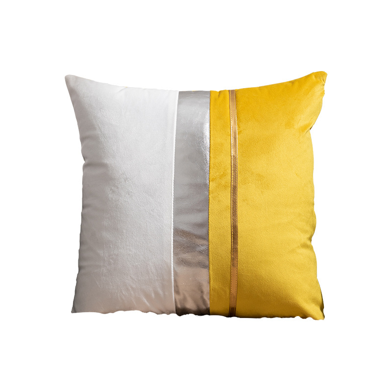 Amazon Velvet Gold Bar Stitching Pillow Cover Sofa Pillowcase Waist Pillow Fashion Simple Cushion Cover Cross-Border