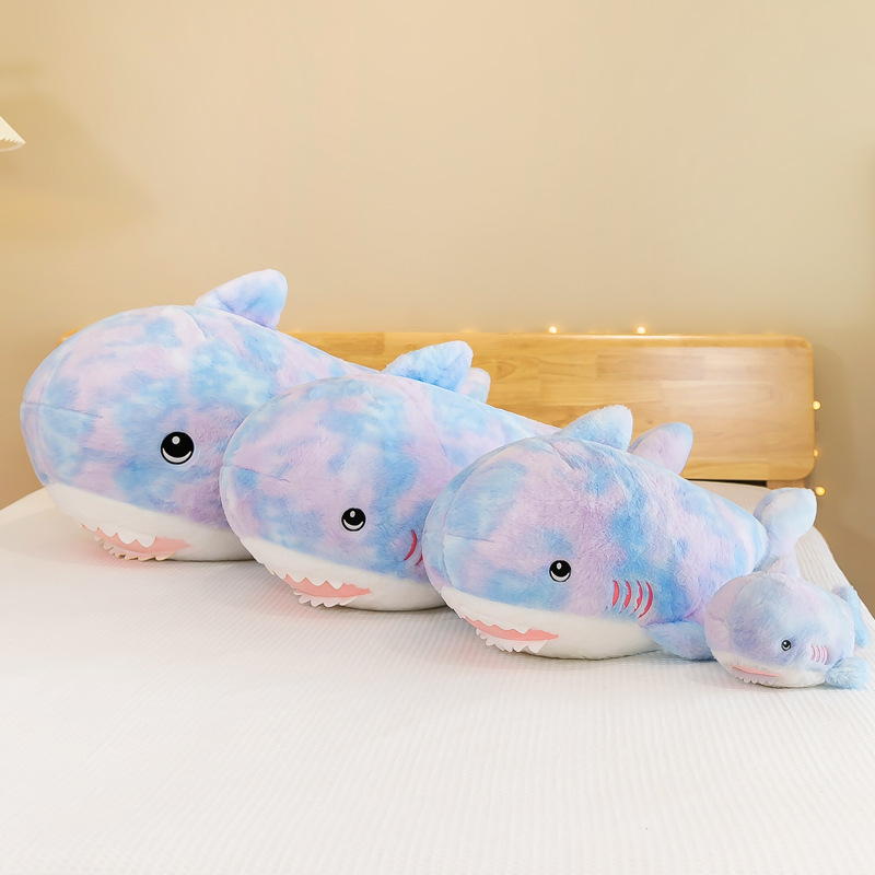 Cross-Border Camouflage Shark Throw Pillow Plush Toy Creative Color Shark Doll Doll Wholesale Prize Claw Doll Gift