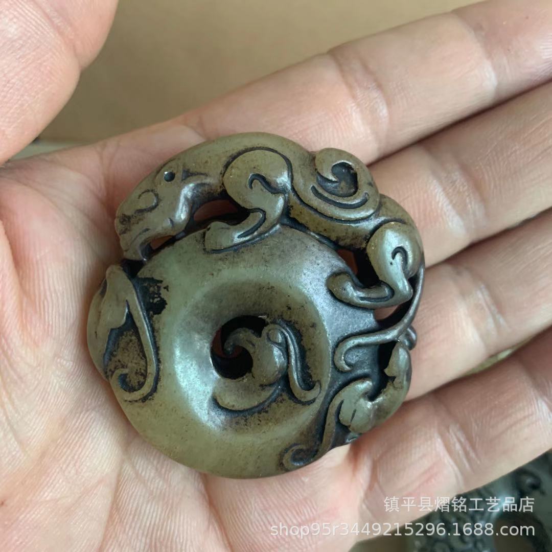 古玉老玉古董仿古玉器明清战汉岫玉做旧玉佩挂件古风配饰吊坠
