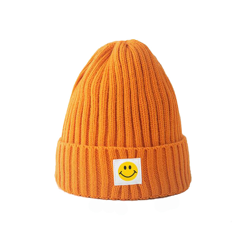 Korean Style Trendy Smiley Hat Men's and Women's Autumn and Winter Wild Knitted Wool Warm Hat Japanese Fashion Cute Student Beanie Hat