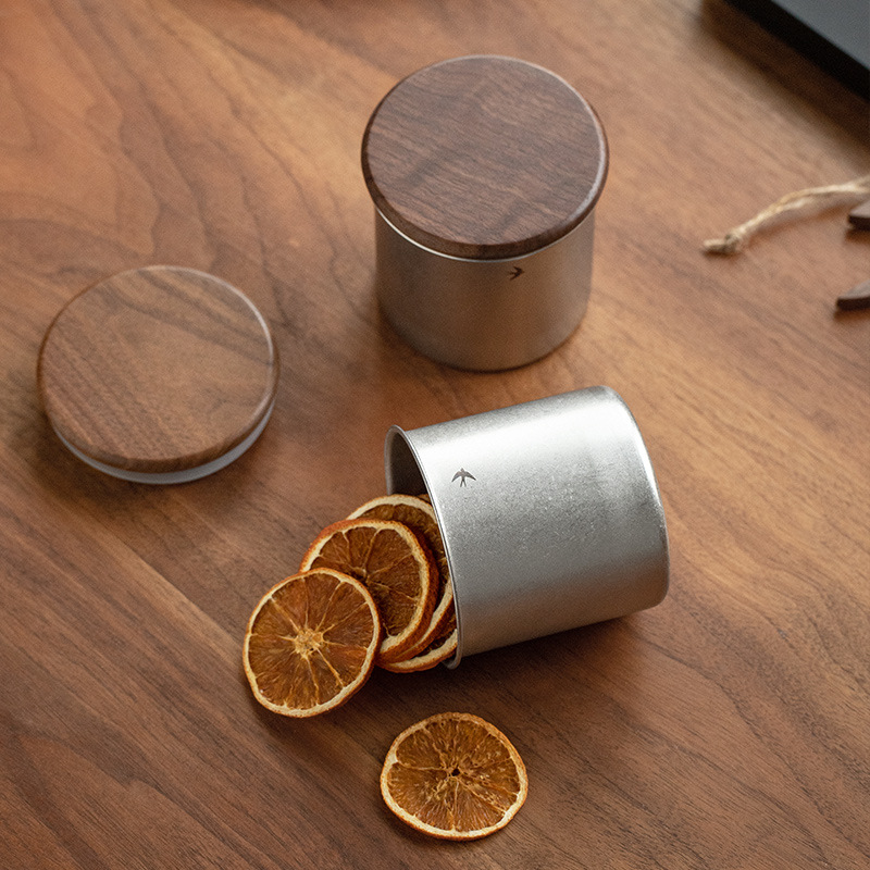 不锈钢咖啡豆保存罐五谷杂粮罐圆形密封罐食品收纳盒户外储物罐