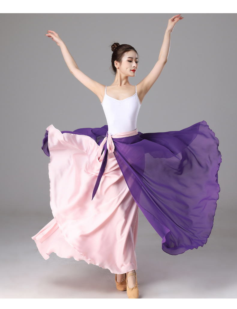 金刚舞蹈裙720度大摆古典舞裙系带半身长裙一片式中国舞半身裙女