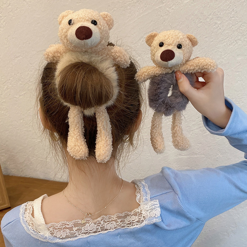 BEBEAR Headband Female Winter Cute Little Bear Hair Band Internet Celebrity Autumn and Winter Hair Accessories Hair Rope Plush Hair Ring