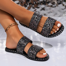 Women Slippers 欧美外贸平底格力特拖鞋女一字型非洲凉拖鞋女鞋