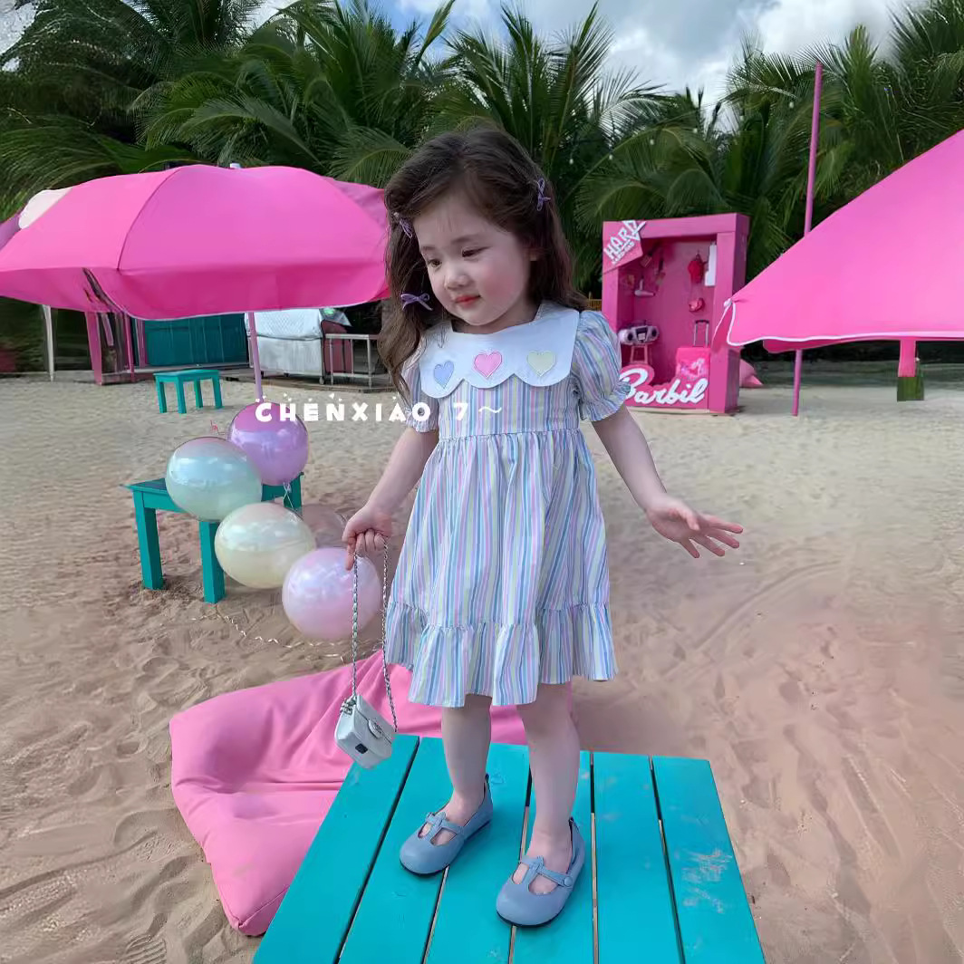 橙小7 24年夏款上新儿童连衣裙90-130码爱心裙女公主裙子短袖裙潮