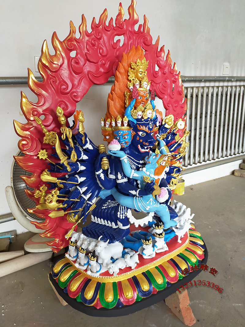 恒林雕塑纯铜大型藏传寺院铸铜1米怖畏金刚 牛头明王护法密宗佛像