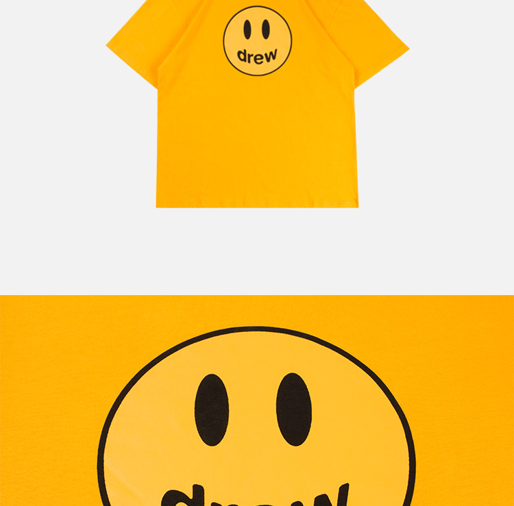 drew贾斯丁比伯house欧阳娜娜贾斯汀同款笑脸短袖情侣t恤打底衫