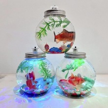 塑料圆型斗鱼鱼缸500毫升透明迷你生态微景观鱼缸小型养鱼繁殖瓶