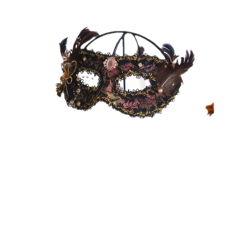 黑金色长流苏面具超酷复古时尚潮流羽毛派对舞会生日聚会写真假面