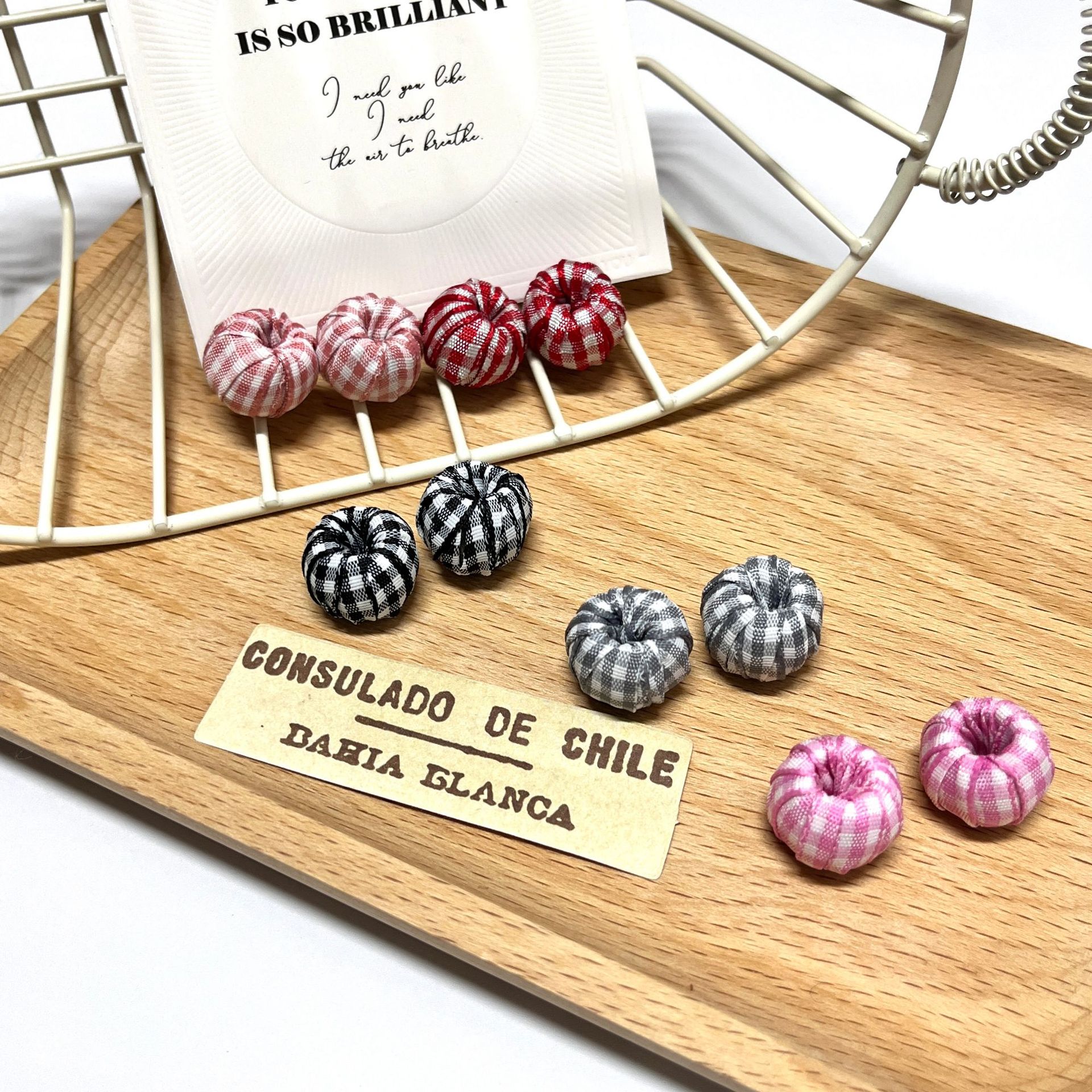 春款大地色手工织带球直孔球diy饰品配件窗帘花边球布艺隔珠珠子