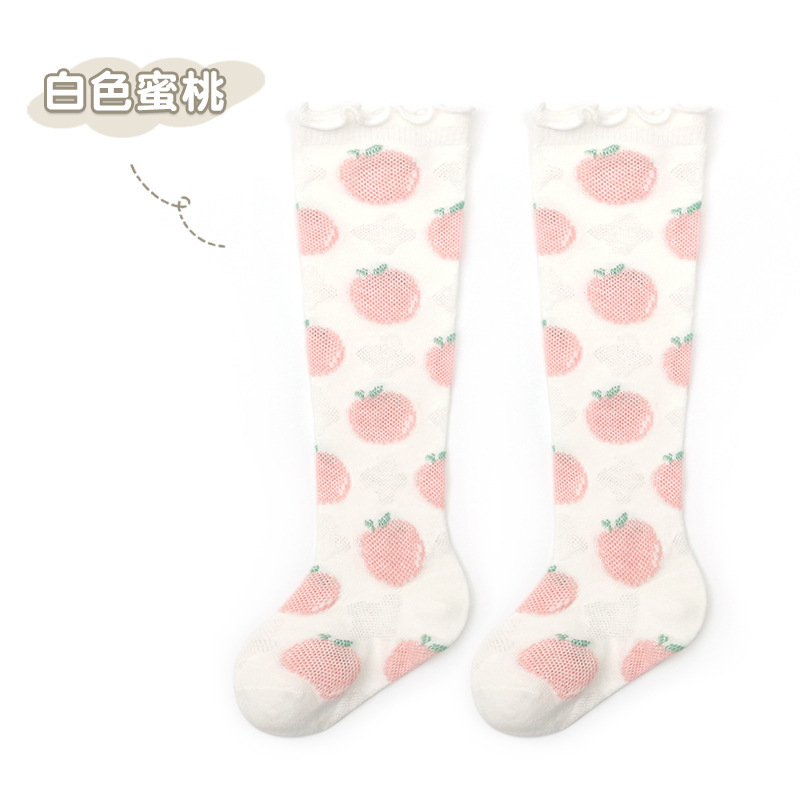 23 Spring and Summer Mesh Knee Socks Baby Anti-Mosquito Socks Infant Long Socks Breathable Wooden Ear Fruit Thigh High Socks