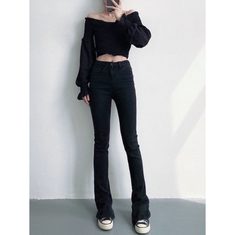 黑色牛仔裤女高腰显瘦显高ins微喇叭2021年春秋季新款弹力马蹄裤