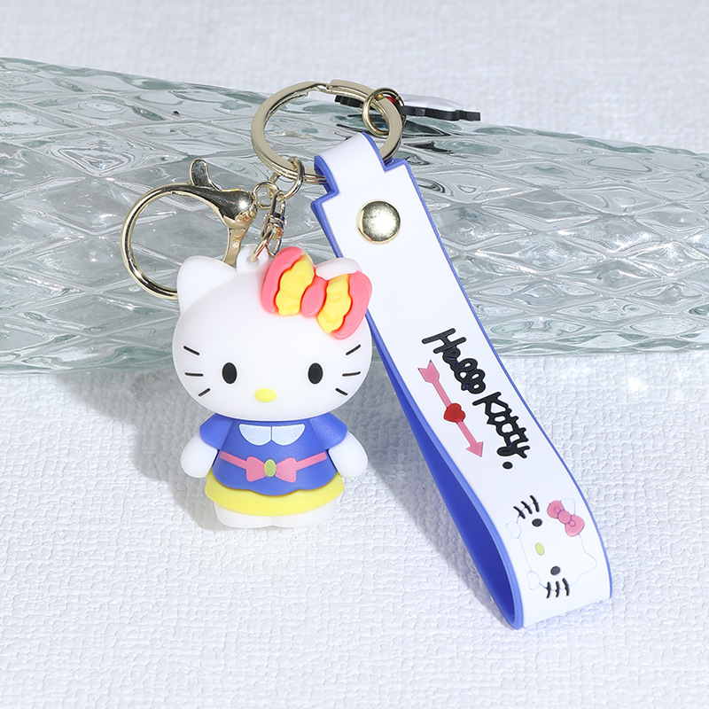 New Cartoon Hello Kitty Silicone Doll Keychain Pendant Couple Bags Car Hellokitty Pendant Gift