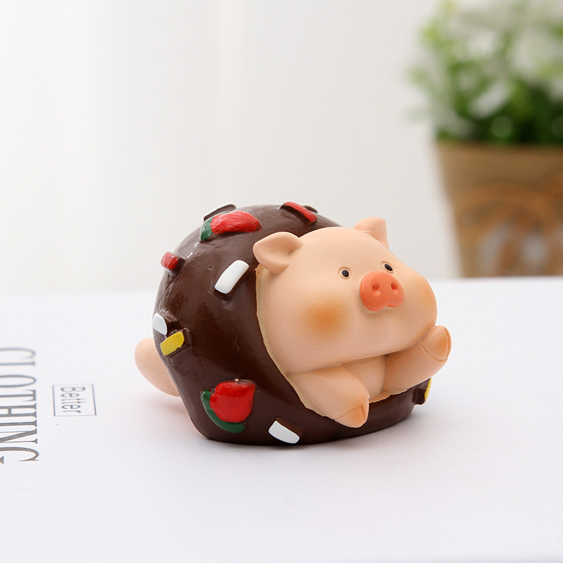 Creative Japanese Style Groceries Piggy Resin Animal Ornaments Car Home Decorative Crafts Gift Cake Ornaments