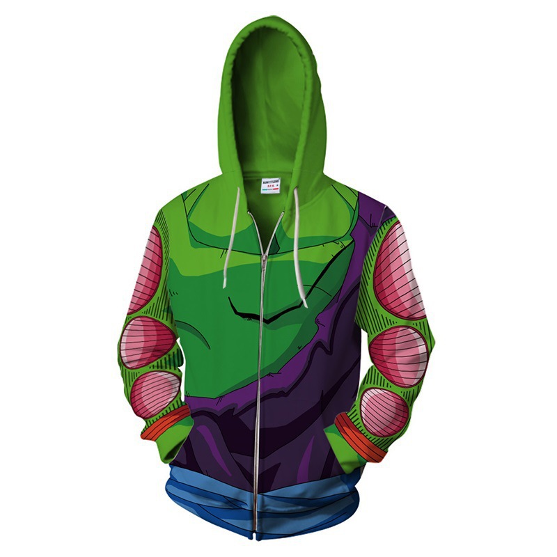 七龙珠短笛 比克大魔王 纳美克星人 3d印花拉链连帽卫衣衫外套