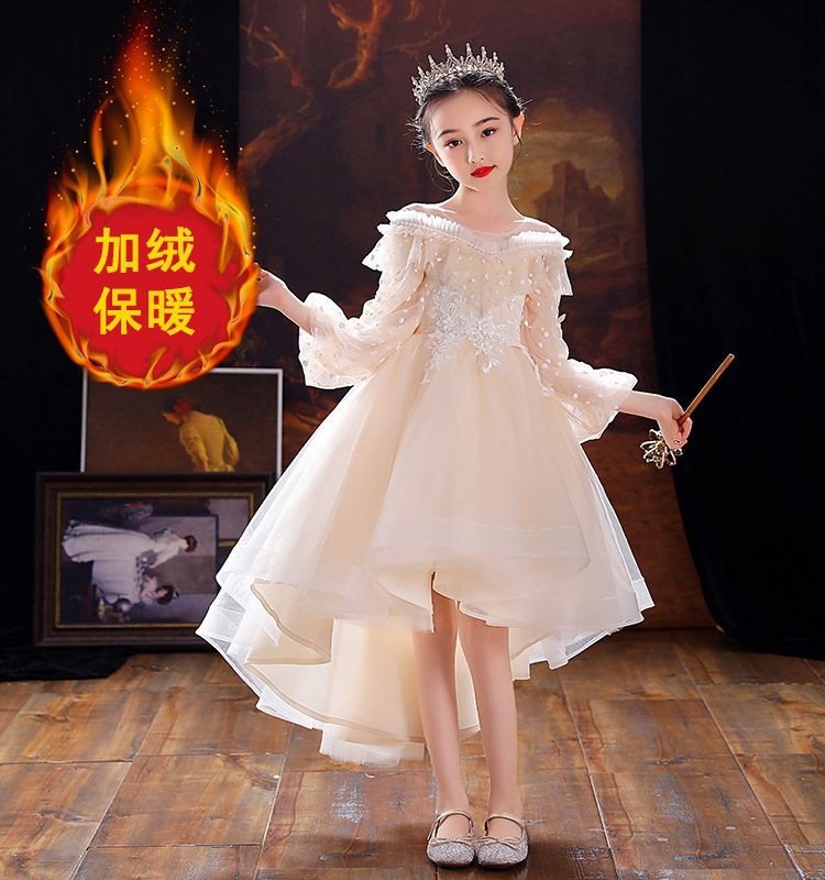 元旦主持人礼服儿童生日花童公主裙小女孩蓬蓬女童钢琴演出服冬季