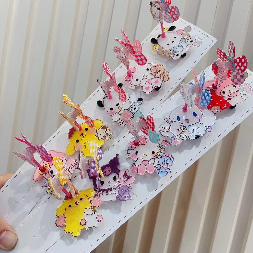 Pink Cute Cat Windmill Pressure Clip Swing Side Clip Korean Style Children's Hair Accessories Hairpin Acrylic Bangs Clip Rotating