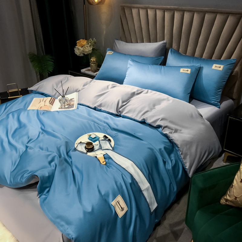 2023 Upgraded New Washed Tencel Four-Piece Set Cool Silk Bed Sheet Quilt Cover Bedding Set Can Be Sent on Behalf