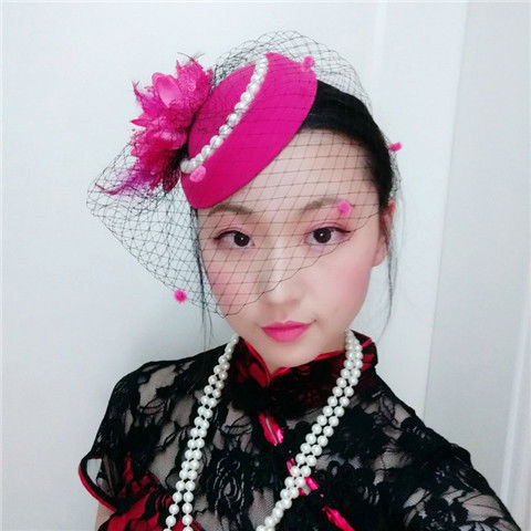 夜上海旗袍配饰小礼帽女头饰名媛配饰面纱晚礼服发饰复古网纱帽