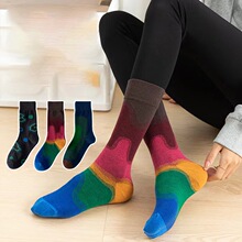 韩国拼色蓝绿渐变日系ins女袜彩虹袜中筒袜个性小众设计纯棉袜子