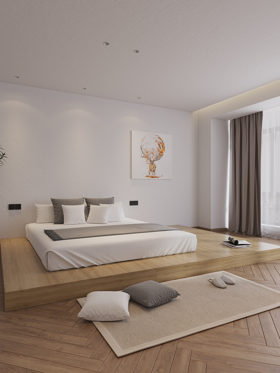 无床头地台卧室榻榻米床落地矮床箱体阳台客厅床架通铺地板床