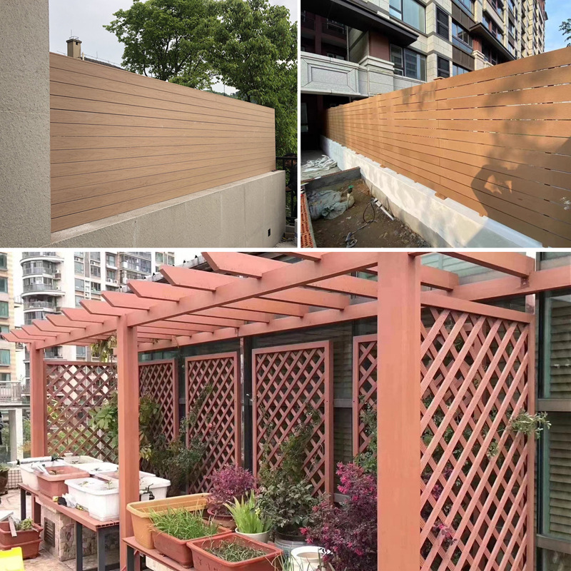 塑木板庭院围板室外栅栏板墙面装饰门头木塑地板花箱板ps防水户外