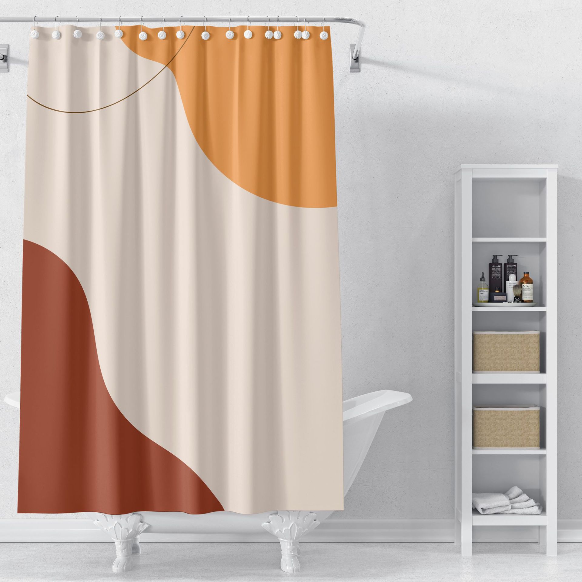 北欧日式莫兰迪浴帘 数码印花防水防霉浴室帘干湿隔断帘淋浴帘