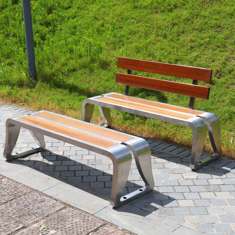 不锈钢公园椅户外菠萝格异形休闲201小区庭院创意铁艺室内外座椅