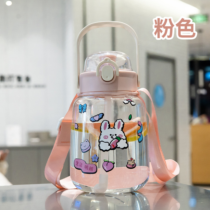 Big Belly Cup Large Capacity High Temperature Resistant Internet Celebrity Water Cup Good-looking Girls Large Water Bottle Sports Oversized Cup with Straw Summer