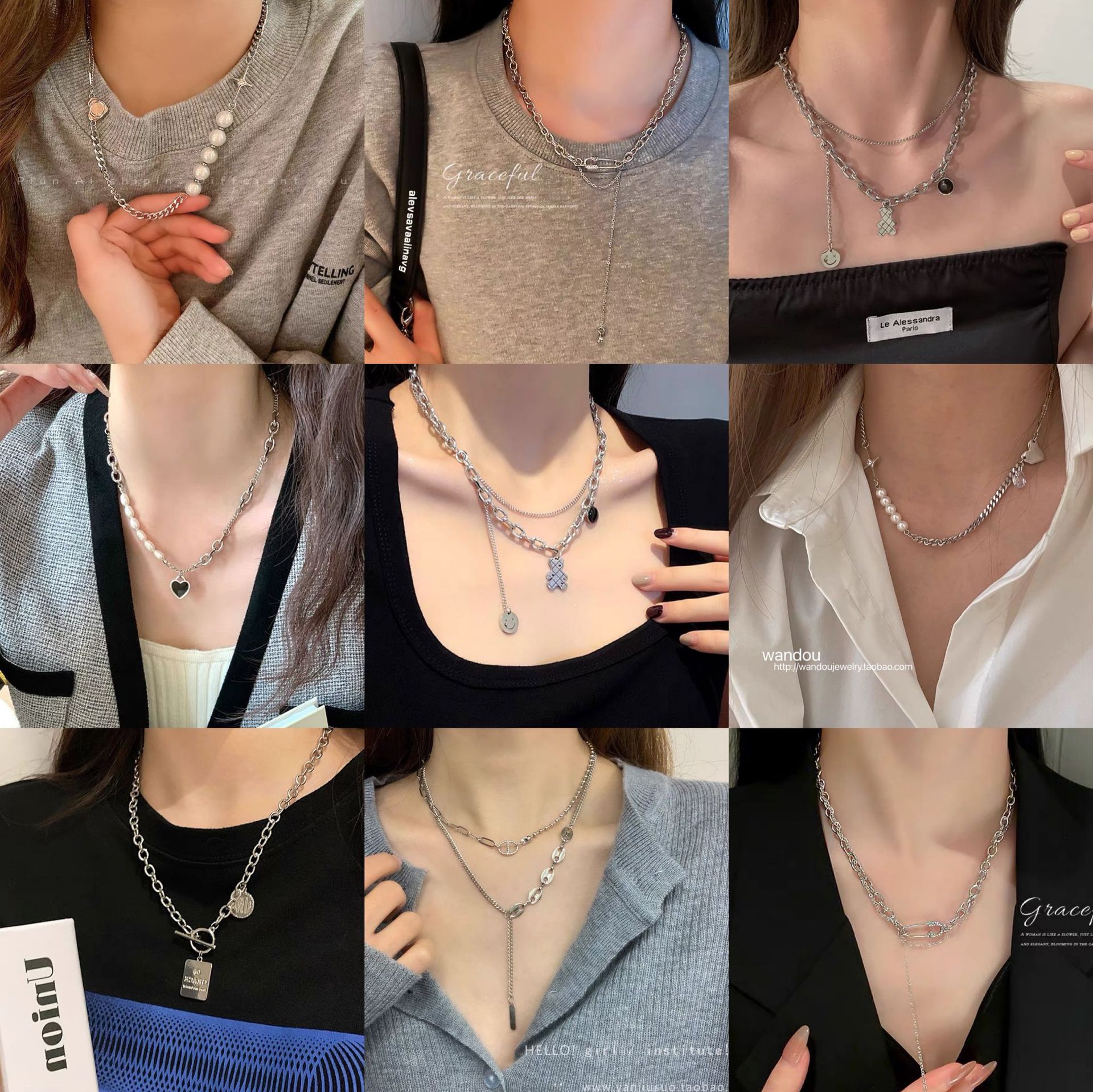 Sweater Chain High-Grade Women's All-Matching Long Pearl Necklace Women's Titanium Steel Necklace Non-Fading Niche Accessories New