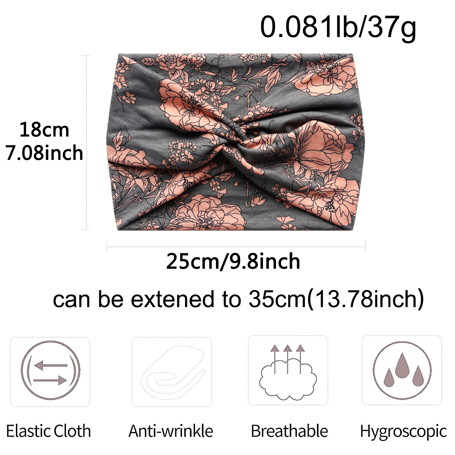 18cm Europe and America Cross Border Printed Cross Yoga Exercise Hair Band Knotted Vintage Cashew Wide Brim Tie-Dye Headband Headscarf