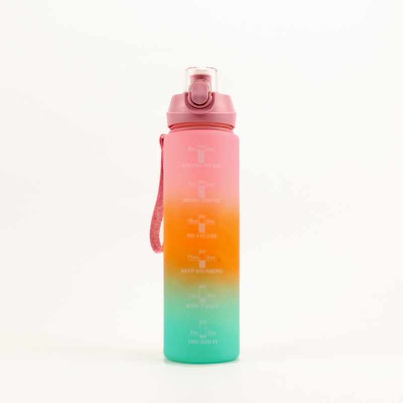 New 1000ml Gradient Sandblasting Direct Drink Large-Capacity Water Cup Convenient Carrying Strap Water Bottle Men's Outdoor Sports Sports Bottle