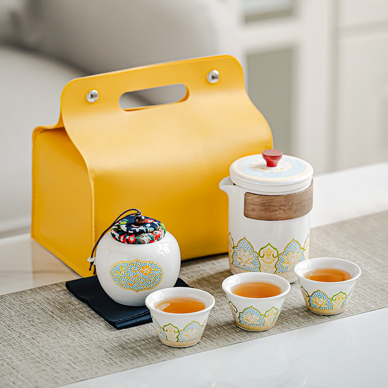 travel tea set portable kung fu tea set mini set outdoor teapot quick cup holiday gift for business
