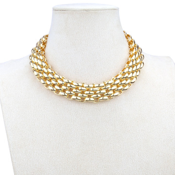 欧美跨境饰品 复古简约服装配饰金属毛衣链个性夸张粗链条项链