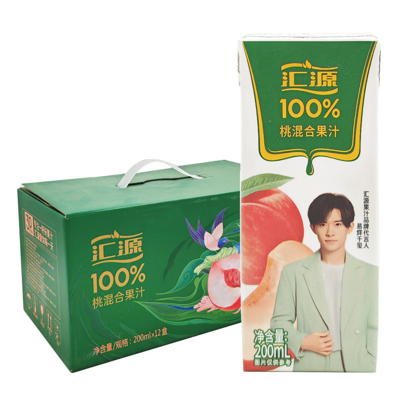 汇源100%果汁饮料桃汁200ml*12盒 纯果汁饮品 整箱-阿里巴巴