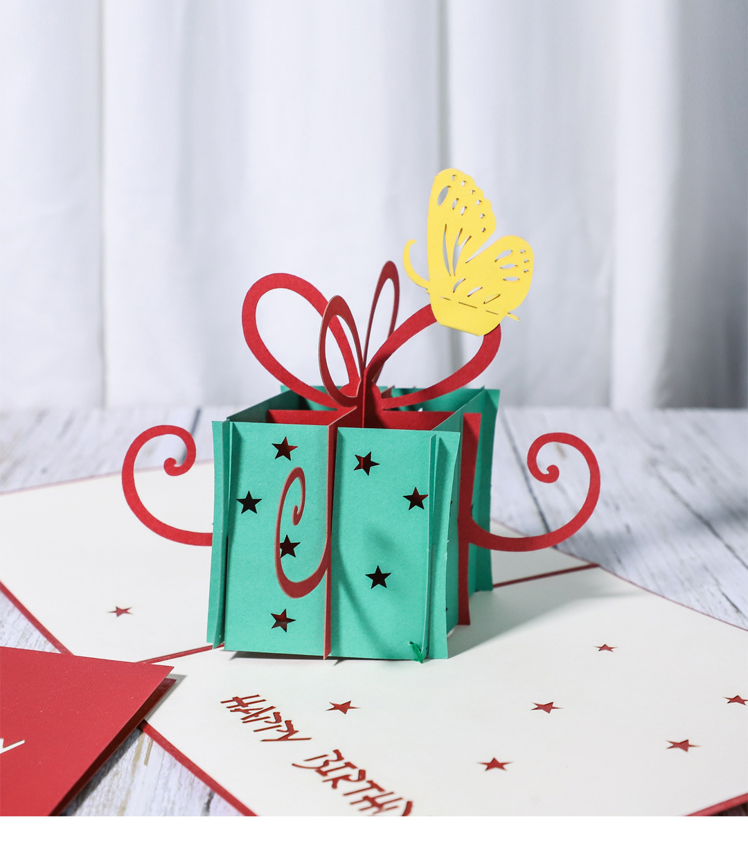 生日快乐创意新款生日立体贺卡手工纸雕祝福贺卡定制生日礼物