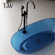 A947透明浴缸树脂彩色水晶家用小户型酒店独立式薄边泡澡浴盆