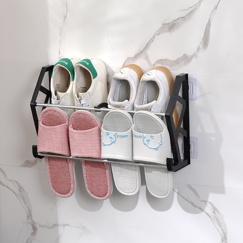 Free Punch and Nail behind the Door Simple Shoe Rack Assembly Shoe Rack Bathroom Slipper Rack Wall-Mounted Storage Rack