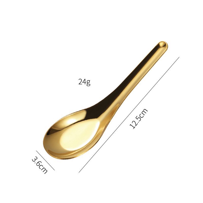304 Stainless Steel Spoon Chinese Spoon Household Flat Spoon Golden Soup Spoon Student Canteen Eating Spoon